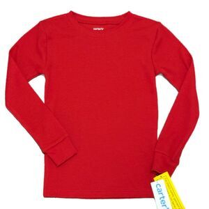Carter's Bold Red Long Sleeve Waffle knit Tee kids 7.